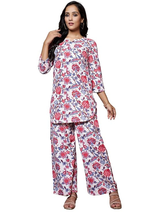 Leriya Fashion Womens Co Ord Set for Women | Co Ord Set for Women Stylish | Festive Co Ord Set for Women | Travel Co Ord Set for Women | 3/4 Sleeve Women Co-ord set