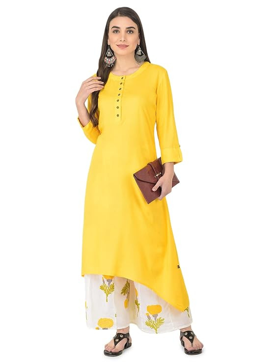 Pistaa's Women's Viscose Rayon Kurta And Palazzo Set (A-Line Palazzo)