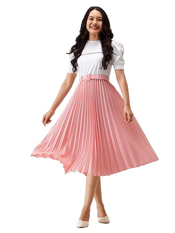 AASK Women Fit& Flare Polyster Solid Dress for Women